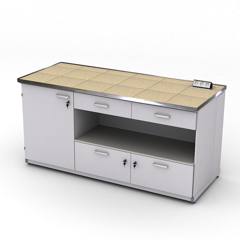 Cтіл демонстраційний лабораторний ЕКСПЕРТ з розетками, тумбою та шухлядами, 1800х750х900, керамограніт, арт. 141-08.233